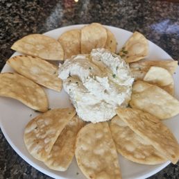Hummus and pita chips Hummus and pita chips