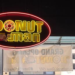 Exterior outside entrance of The Donut Man - Signage 03-20-2021 - Los Angeles, California Exterior outside entrance of The Donut Man - Signage 03-20-2021 - Los Angeles, California