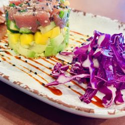 Cold Springs Crossing Bar & Grill - Ahi Tartare - avocado, cucumber, mango, topped with black sesame seed.