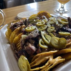 Steam Q - Nachos with brisket. Sooo good