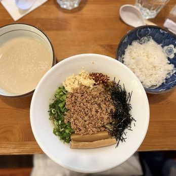 Ramen512 - Holy trinity: mazesoba, tonkatsu broth, rice - Ramen Near Me - Cedar Park, Texas
