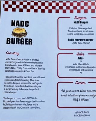 Menu photo 1 NADC Burger Austin, TX Menu photo 1 NADC Burger Austin, TX