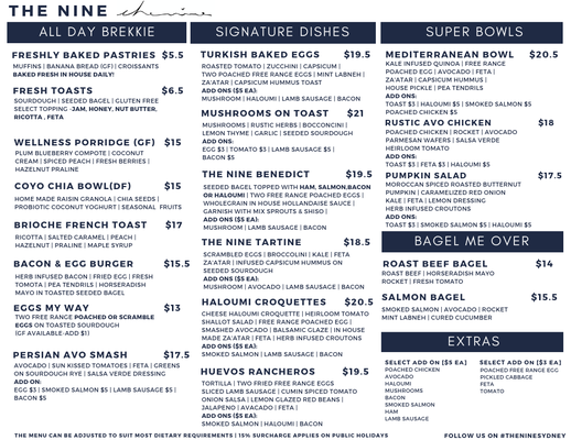 Menu photo 3 The Nine Bondi Beach, NSW Menu photo 3 The Nine Bondi Beach, NSW