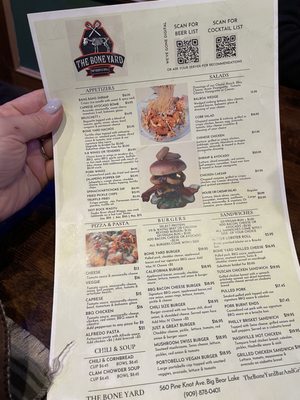 Menu photo 2 The Bone Yard Bar & Grill Big Bear Lake, CA