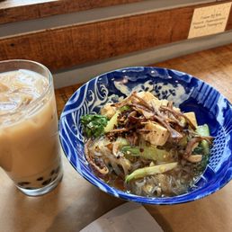 Spicy Glass Noodles & Tofu // Classic Black Milk Tea Boba Spicy Glass Noodles & Tofu // Classic Black Milk Tea Boba