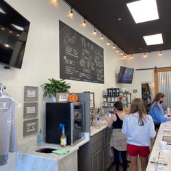 Nutrition Spot - View of the menu and staff not paying attention to customers.