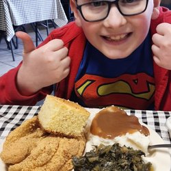 Divine Catering - Fried catfish with greens and mashed potatoes