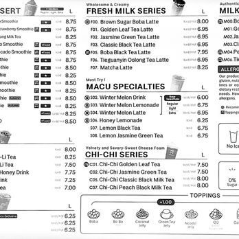 Macu Tea - Menu (June 11, 2026) - Bubble Tea Near Me - San Gabriel, California