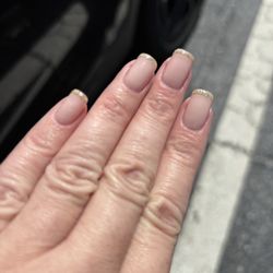 Empathy Nails - Builder gel with French mani with pale gold tips.