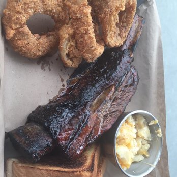 Mac's Speed Shop - Beef Ribs with Onion Rings and yummy Mac & Cheese - Barbeque Near Me - Charlotte, North Carolina Mac's Speed Shop - Beef Ribs with Onion Rings and yummy Mac & Cheese - Barbeque Near Me - Charlotte, North Carolina