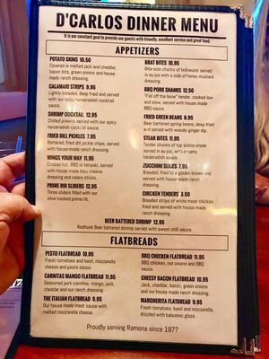 Menu photo 8 D'Carlos Ramona, CA
