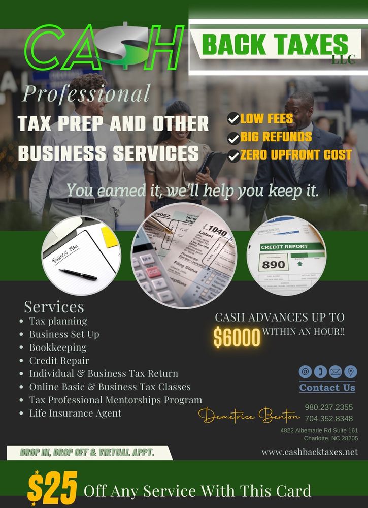 CASH BACK TAXES Request Consultation 4822 Albemarle Rd, Charlotte, NC Yelp