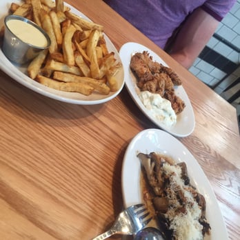 Nightingale - Salt and pepper frites, fried chicken, roasted king oyster mushrooms - Live/Raw Food Near Me - Vancouver, British Columbia