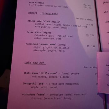 In Between Days - Sake list 06/2026 - Cocktail Bars Near Me - St. Petersburg, Florida