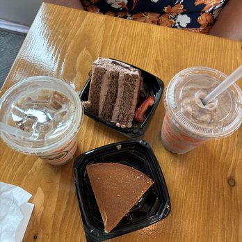 La Monarca Bakery & Cafe - Iced horchata latte Traditional Flan Slice Ice Blended Cafe Oaxaca Chocolate cake slice - Bakeries Near Me - Pico Rivera, California