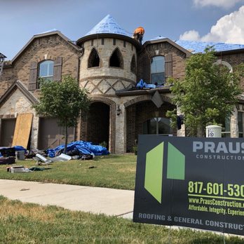 Praus Construction - Praus Construction crew working on our roof. Sign in yard keeps the storm chasers away! - Roofing Near Me - Grapevine, Texas Praus Construction - Praus Construction crew working on our roof. Sign in yard keeps the storm chasers away! - Roofing Near Me - Grapevine, Texas