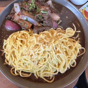 El Chullo Peruvian Restaurant - Lomo saltado and huancaina noodles - Peruvian Near Me - Phoenix, Arizona