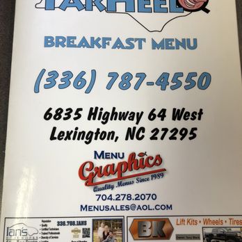 Tarheel Q - Menu June 2024 - Barbeque Near Me - Lexington, North Carolina