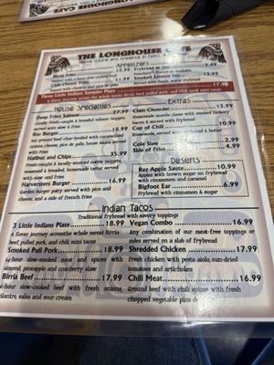 Menu photo 3 Longhouse Cafe Forks, WA