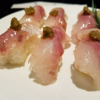 SushiStop Pasadena - My personal favorite - snapper nigiri. Look at how fresh and glistening the fish is! - Sushi Bars Near Me - Pasadena, California SushiStop Pasadena - My personal favorite - snapper nigiri. Look at how fresh and glistening the fish is! - Sushi Bars Near Me - Pasadena, California