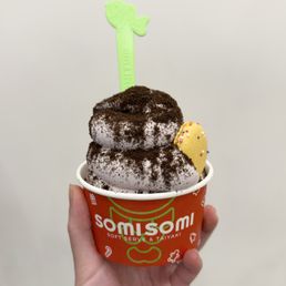 Ube soft serve with oreo and macaroon Ube soft serve with oreo and macaroon