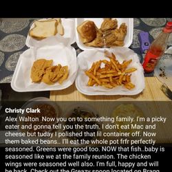 Greazy Spoon - Fried Whiting Fish Sandwich Fries and 4 pieces of Whole Chicken Wings Special with Fries.