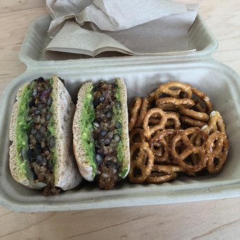 MOM's Organic Market - Black Bean burger--usually get side salad instead of pretzels - Grocery Near Me - Baltimore, Maryland