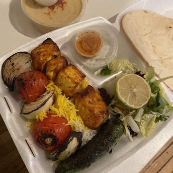 NoHo Cafe - Salmon kabob with extra grilled veggie - Mediterranean Near Me - North Hollywood, California NoHo Cafe - Salmon kabob with extra grilled veggie - Mediterranean Near Me - North Hollywood, California