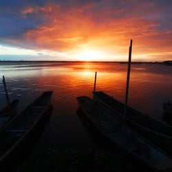 Angono Lakeside Park - Beautiful sunset at tranquil Laguna de Bay