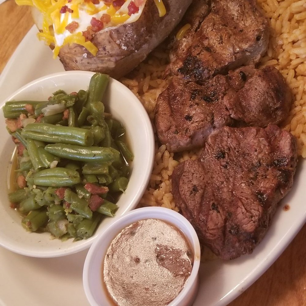 Texas Roadhouse - filet medallions, green beans, loaded baked potato - Steakhouses Near Me - Holland, Ohio Texas Roadhouse - filet medallions, green beans, loaded baked potato - Steakhouses Near Me - Holland, Ohio