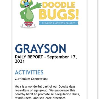 Doodle Bugs Children's Centers - Proof they did not feed my son! Not only him telling me they didn't they also told me they didn't feed him - Preschools Near Me - West Amherst, New York