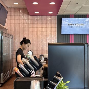 Easy Young - Staff member hand-whisking my ceremonial-grade matcha. - Asian Fusion Near Me - Anaheim, California Easy Young - Staff member hand-whisking my ceremonial-grade matcha. - Asian Fusion Near Me - Anaheim, California