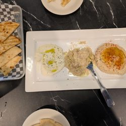 Naar Mediterranean Bar & Grill - Dip trio after I had already taken a giant spoonful of baba ghanoush