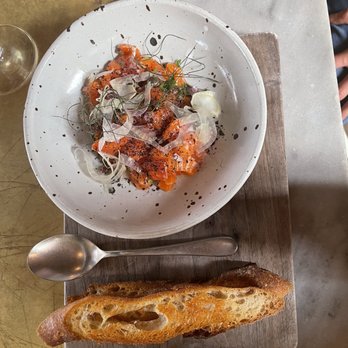 Manuela - The most amazing app I've had in awhile, Ocean Trout Tartare with capers and fennel. - New American Near Me - Los Angeles, California