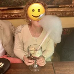 Lola's Sundae dessert - Ice Cream with Cotton Candy & Whipped Cream.