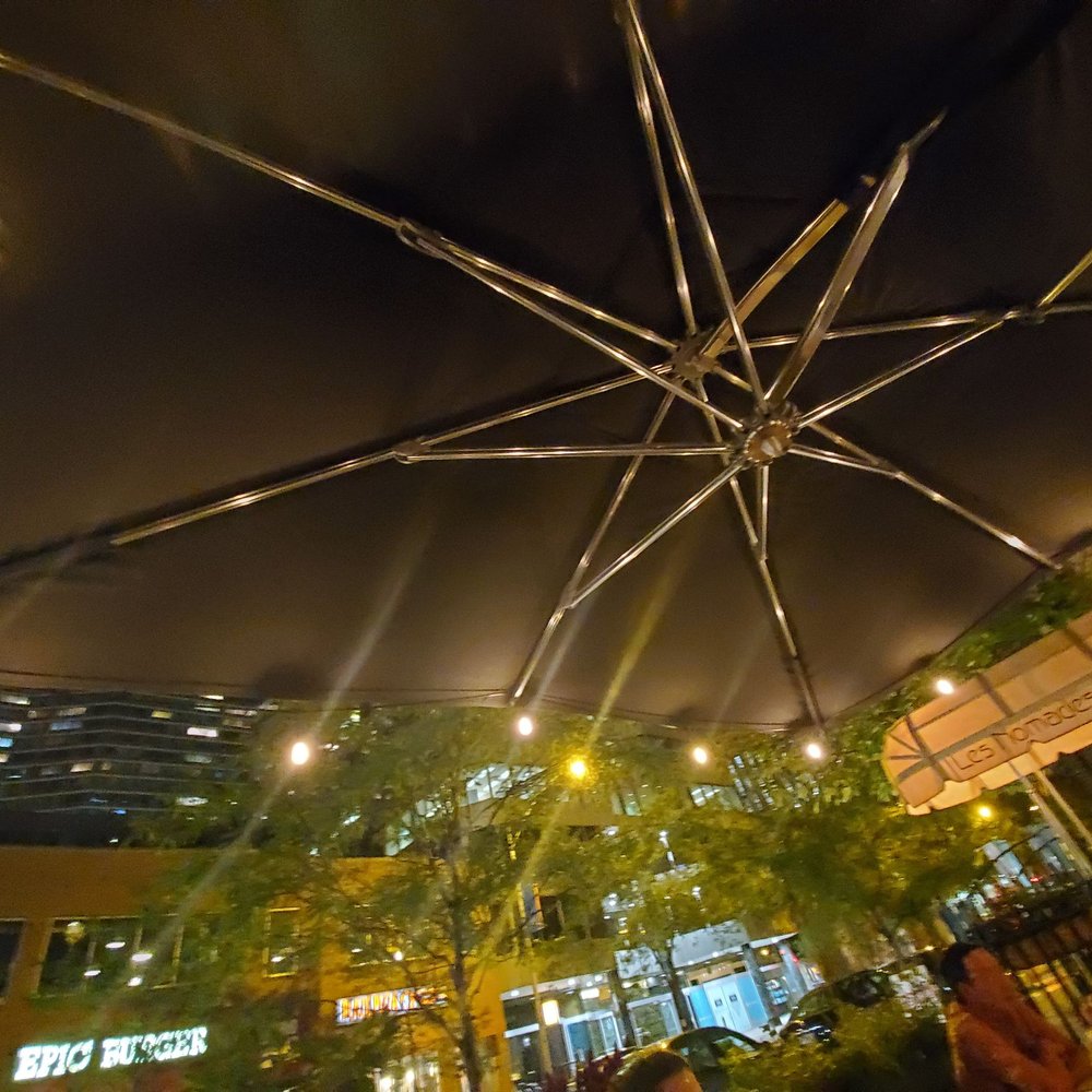 the Albert - Patio, umbrella with lights...lovely atmosphere and protection from rain - New American Near Me - Chicago, Illinois
