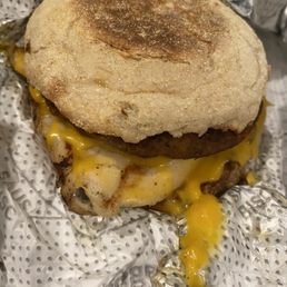 Ordered: sausage muffin with egg white Received: sausage muffin with chicken and no egg white Ordered: sausage muffin with egg white Received: sausage muffin with chicken and no egg white