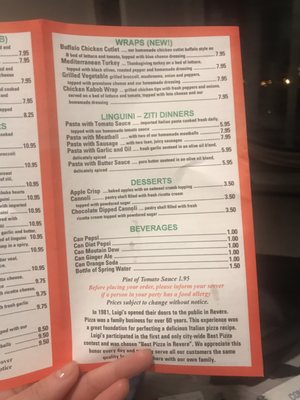Menu photo 6 Luigi's Pizzeria Revere, MA