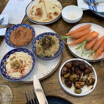 Roaming Goat - Trio of med dips. Not pictured: happy hour Vermentino for $8! - Wine Bars Near Me - San Francisco, California Roaming Goat - Trio of med dips. Not pictured: happy hour Vermentino for $8! - Wine Bars Near Me - San Francisco, California