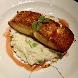 Feng Chophouse - Citrus salmon over tangerine risotto $32