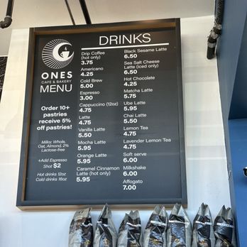 Ones Cafe & Bakery - Drink menu - Bakeries Near Me - Alameda, California