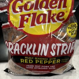 a bag of crackin'strips on a counter a bag of crackin'strips on a counter