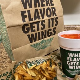Din- wings, fries, and vitamin water