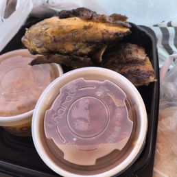 Half chicken, rice and beans Half chicken, rice and beans
