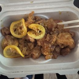 Orange chicken that looks like throw up Orange chicken that looks like throw up