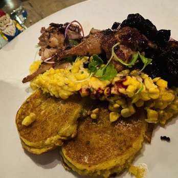 Miller Union - Quail w creamed corn & griddle cake - Southern Near Me - Atlanta, Georgia Miller Union - Quail w creamed corn & griddle cake - Southern Near Me - Atlanta, Georgia
