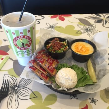 Chicken Salad Chick - Trio plate - with a large soda (love the styrofoam cup - solid and doesn't sweat) - Sandwiches Near Me - Roswell, Georgia