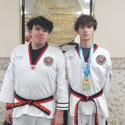 Blue Knight Taekwondo - Aiden and Ajaden Little. Nationally certified instructors. Ajad3n is 2025 NationalbChampion in for thevUSCSKA.