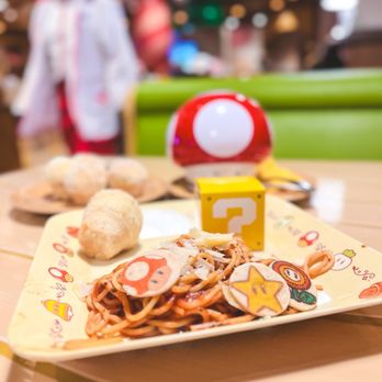 Toadstool Cafe - power up spaghetti marinara (kids meal), - Cafes Near Me - Universal City, California Toadstool Cafe - power up spaghetti marinara (kids meal), - Cafes Near Me - Universal City, California