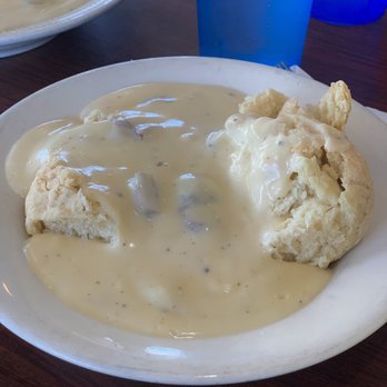 Mandy's Breakfast House - Biscuits & gravy half order. Don't let the pic fool you, my husband and I shared as a side but we were no match - Breakfast & Brunch Near Me - Sonora, California